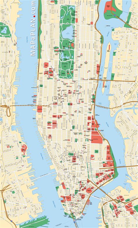 Map of Manhattan in NYC .